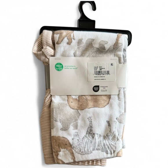 🍁Carter’s Child of Mine 2-Pack Baby Pants Neutral Animal & Stripe – Size 12M NWT - Picture 2 of 2